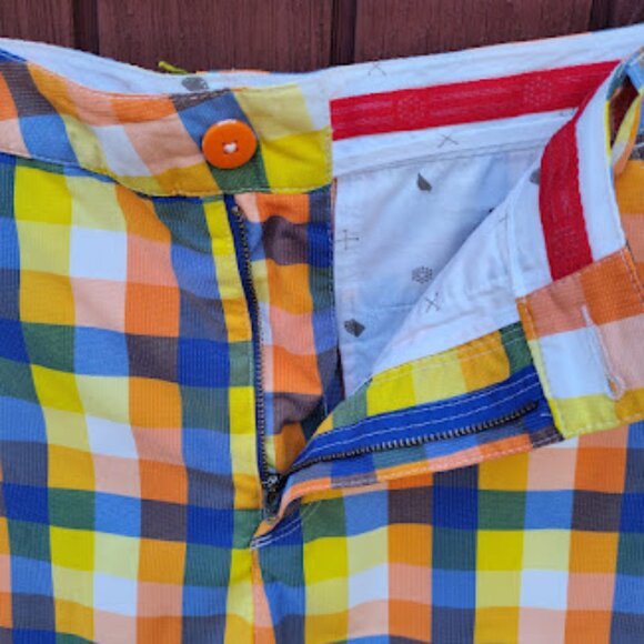 PUMA | Mens Colorful Check Pattern Flat Front Golf Shorts Bright Golfing 34 - Picture 7 of 13